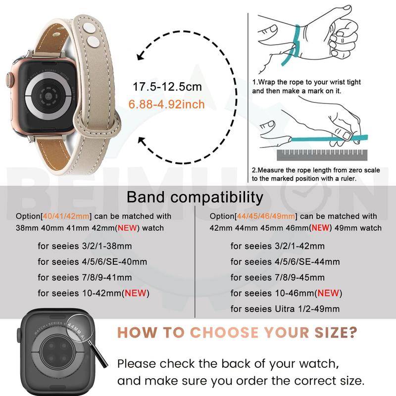 Faux Leather Watch Band (Band Only), 1 Count Fashionable Watch Band for Women, Slim Wristband for Apple Watch Series 10 9 8 7 6 5 4 SE Ultra