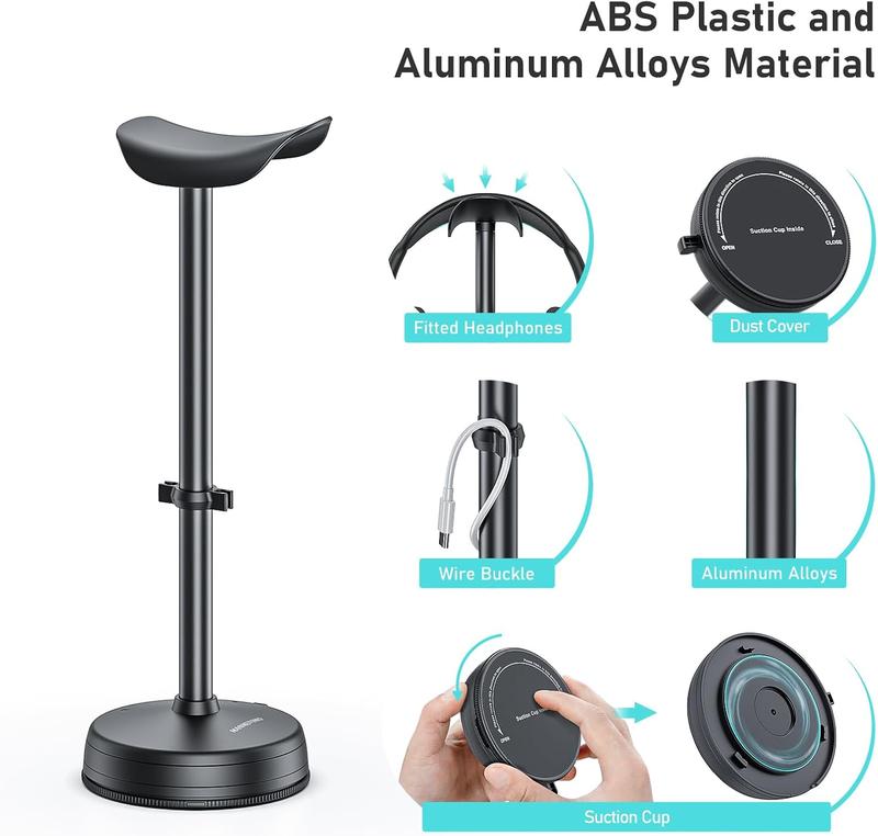 Headphone Stand, Desktop Headset Holder with Anti-Slip Heavy Base Suction Cup, Aluminum Earphone Stand Gaming Headsets Mount for Airpods Max, AirPods Pro, , , , Sennheiser, ,