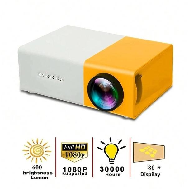 YG300 HD Mini Projector With HDMI-Compatible, USB And SD Memory-Enhance Your Movie, TV And Game Experience, With Stand, Suitable For Outdoor Camping  Drive-In  Home Theater Projector Audio Adapter Audio Adapter Android Connection polk audio Micro Screen