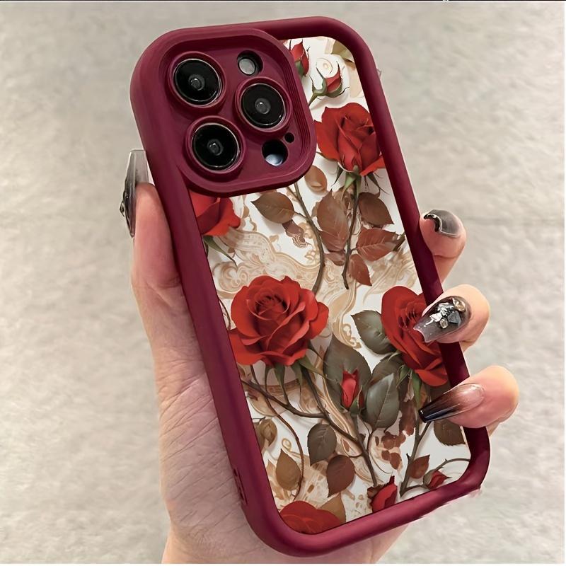 Rose Floral Pattern Phone Case, 1 Count Soft Shockproof Phone Protective Cover, Phone Accessory Compatible with iPhone 11 12 13 14 15 16 Pro Max XR X XS