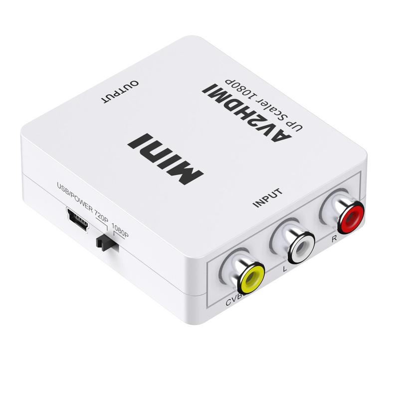 RCA To HDMI Converter, AV To HDMI Converter, 1080P Mini RCA Composite CVBS Video Audio Converter, Support PAL NTSC Formats, Suitable for PS2, PS3, Set Top Box, Xbox, VHS, Video Machine, Camera, DVD