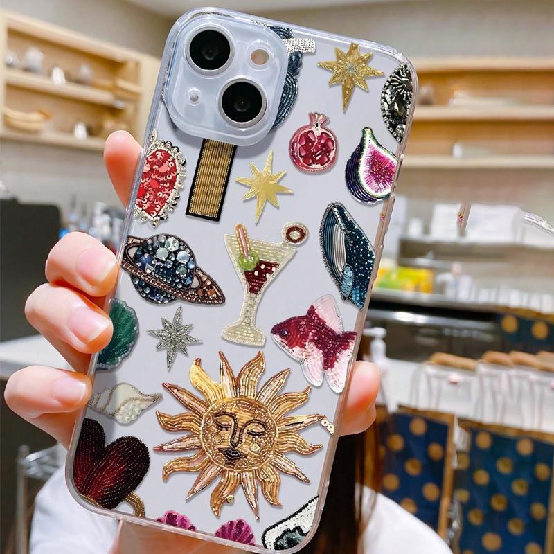 Creative Pattern Clear Phone Case, Fashionable Phone Protector Cover, Anti-drop Cellphone Protective Case, Shockproof Mobile Phone Cover for iPhone 7 11 12 13 14 15 Series