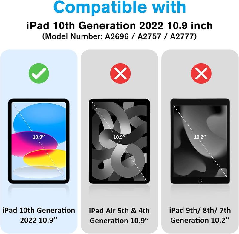 3+3 Pack Tempered Screen Protector for iPad 10th Generation with Camera Lens Protector, Protective Glass Film Guard for 10.9 iPad 10 Gen 2022