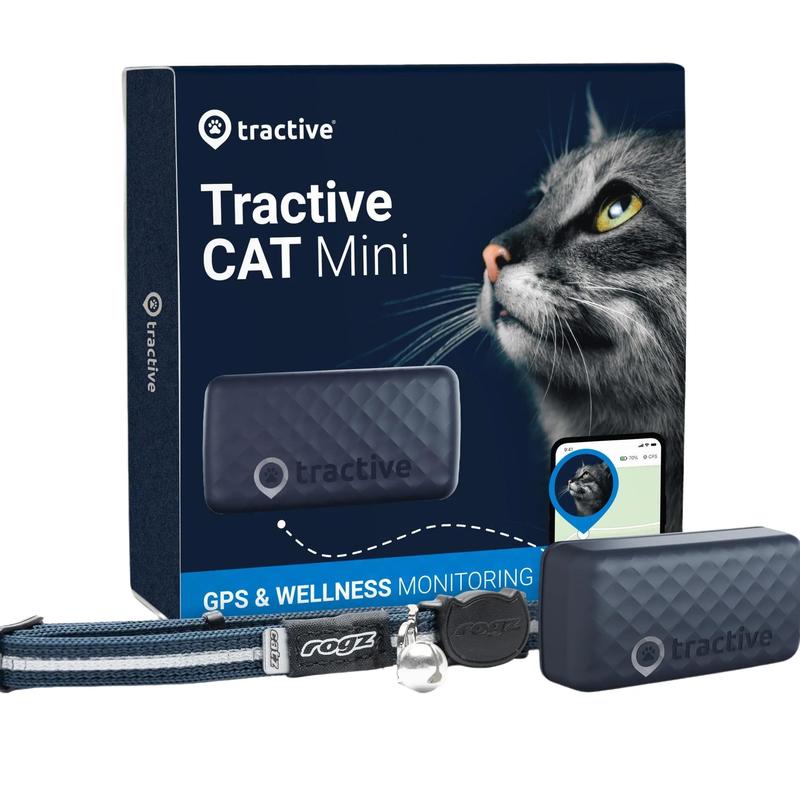 Tractive GPS Tracker & Health Monitoring for Cats (6.5 lbs+) - Market Leading Pet GPS Location Tracker | Wellness & Escape Alerts | Waterproof | Works with Any Collar (Dark Blue)