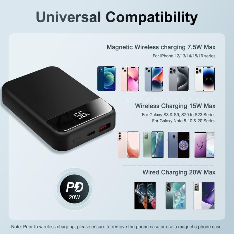 10000mAh Magnetic Power Bank,Portable Charger 20W PD Fast Charging with Digital Display, Type-C & USB-A Output, Battery Pack Compatible with iPhone iPhone 15 15 Plus 15 Pro 15 Pro Max, iPhone 14 13 12 Series and more