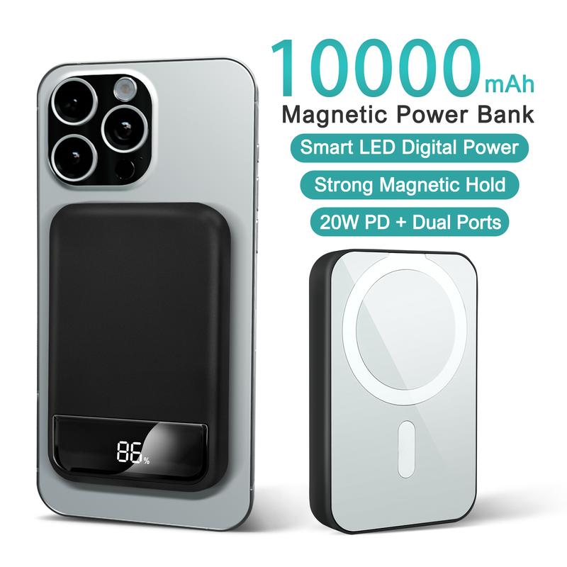 10000mAh Magnetic Power Bank,Portable Charger 20W PD Fast Charging with Digital Display, Type-C & USB-A Output, Battery Pack Compatible with iPhone iPhone 15 15 Plus 15 Pro 15 Pro Max, iPhone 14 13 12 Series and more