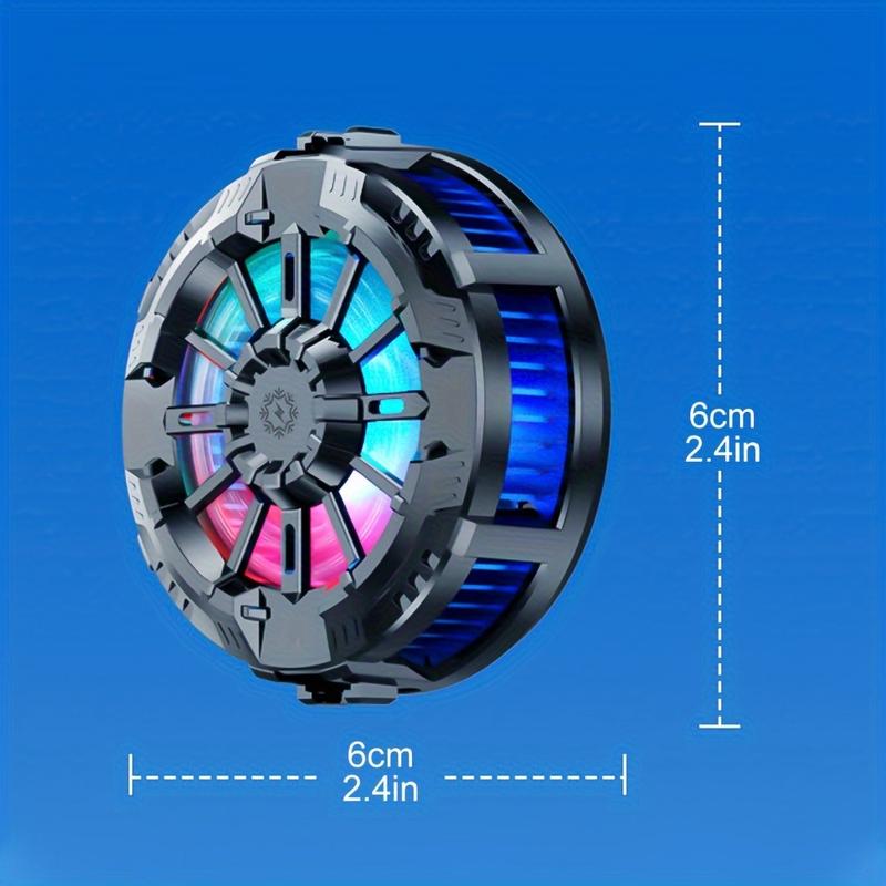 Universal Mobile Phone Cooling Fan, Three-Speed Adjustable Wind Speed, With RGB Lighting Effect And Temperature Display, Can Be Fixed Magnetically Or With A Back Clip, Used For E-sports Live Broadcast (TYPE-C Interface, Plug And Play).