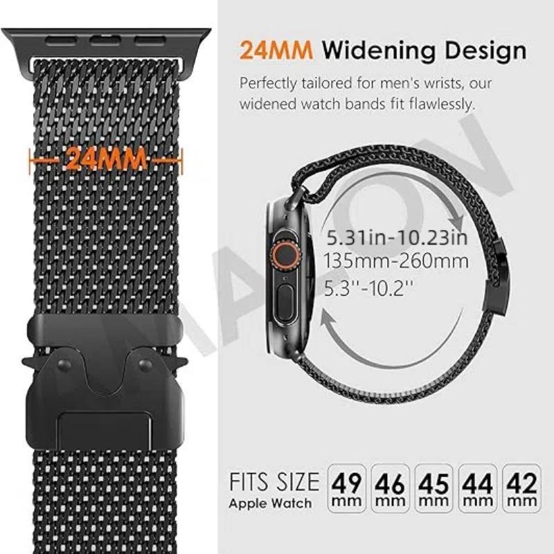 Stainless Steel Watch Band (Band Only), Replacement Watch Band for Apple Watch Ultra 2 Ultra 49mm, 10 46mm, 9 8 7 45mm, SE2 SE 6 5 4 44mm, 3 2 1 42mm