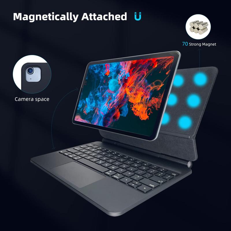 Magnetic Keyboard Case for iPad Pro 11 Inch (2nd 3rd 4th Gen) and iPad Air 4 5 Gen, iPad Keyboard Case with Floating Cantilever Stand, Multi-Touch Trackpad, Backlit Keys Accessories Tablet