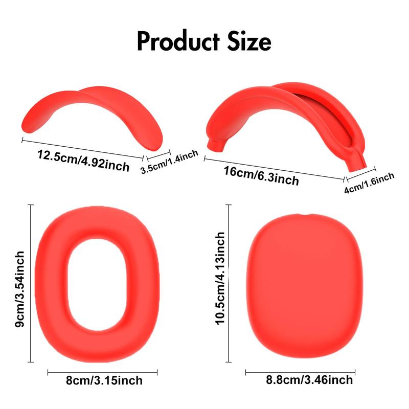 4 In 1 Silicone Gaming Headphone Protective Cover Kit, Headband Beam Crossbeam Cover, Ear Cap Cover, Soft Headset Protective Case for AirPods Max, Headphone Accessories