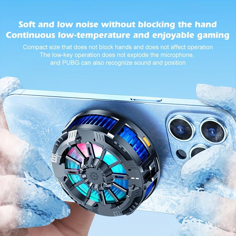 Universal Mobile Phone Cooling Fan, Three-Speed Adjustable Wind Speed, With RGB Lighting Effect And Temperature Display, Can Be Fixed Magnetically Or With A Back Clip, Used For E-sports Live Broadcast (TYPE-C Interface, Plug And Play).