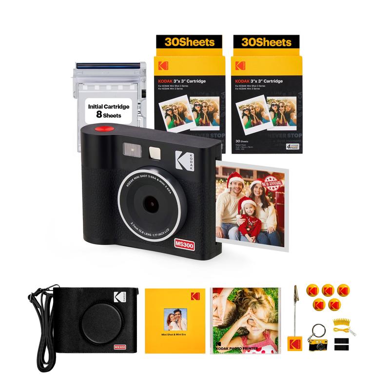 KODAK Mini Shot 3 ERA 2-in-1 Instant Camera and Photo Printer Gift Bundle (3x3) (Camera + 68 Sheets + Accessories)