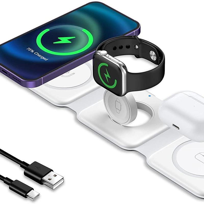 Kinglucky i33 A convenient and elegant magnetic  fast  wireless  charger that supports simultaneous magnetic wireless charging for Cellphone (iPhone 15 Pro 14 Max 13 Smartphone and Android Electronic ), smartwatches, and earphones.