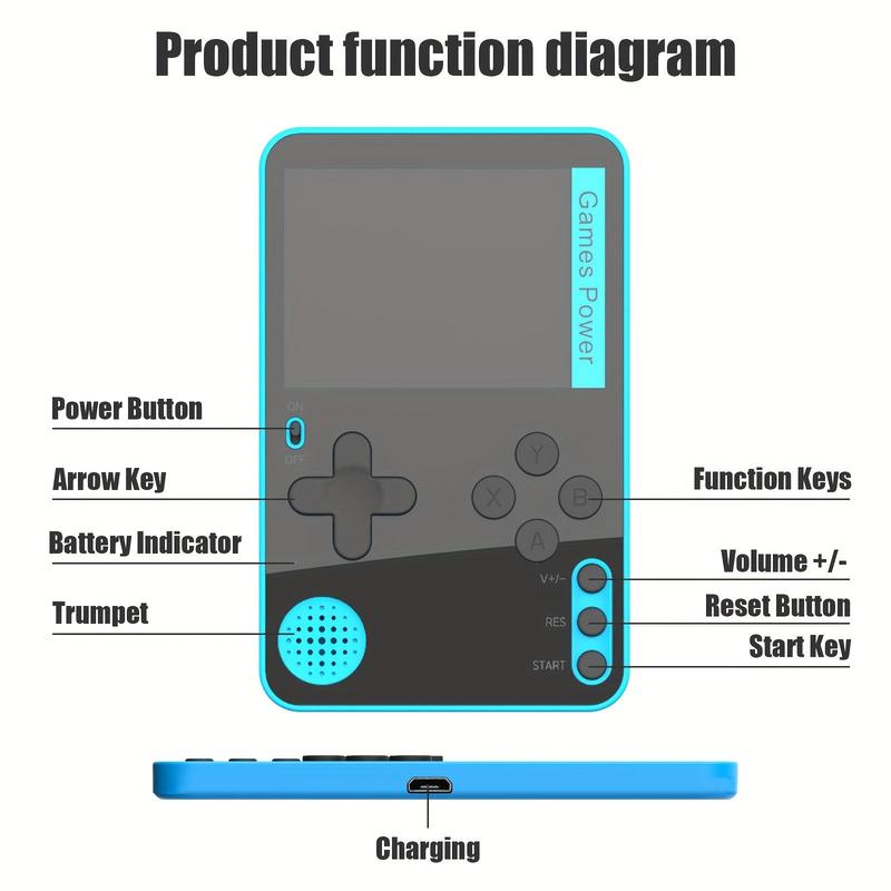 Portable Handheld Game Console, USB Rechargeable Retro Game Console, Handheld Game Console for Kids, Retro Game Console for Boys & Girls Gift