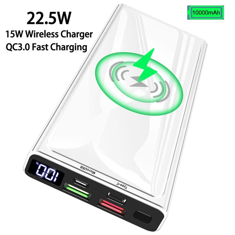 Music Festival 10000mAh Wireless Power Bank, 1 Count 22.5W PD20W QC3.0 Fast Charger Power Bank, Smartphone Charging Devices, Compact Smart Device Charger, Wireless Charger for iPhone