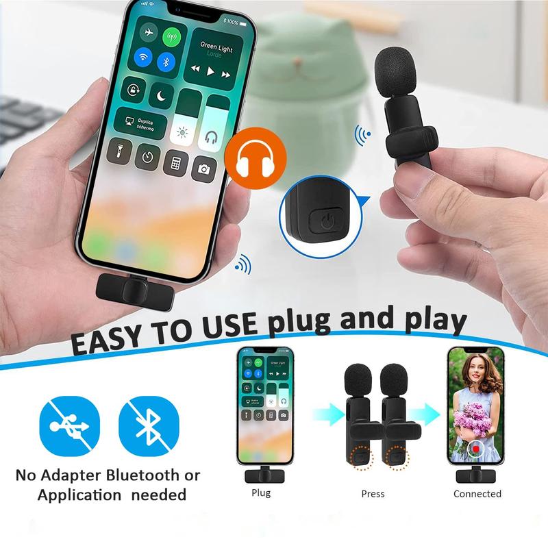 Portable Wireless Lavalier Microphone,Pro-Grade Audio Anywhere: Collar Clip Lavalier Mic for Mobile Devices Charging Compact