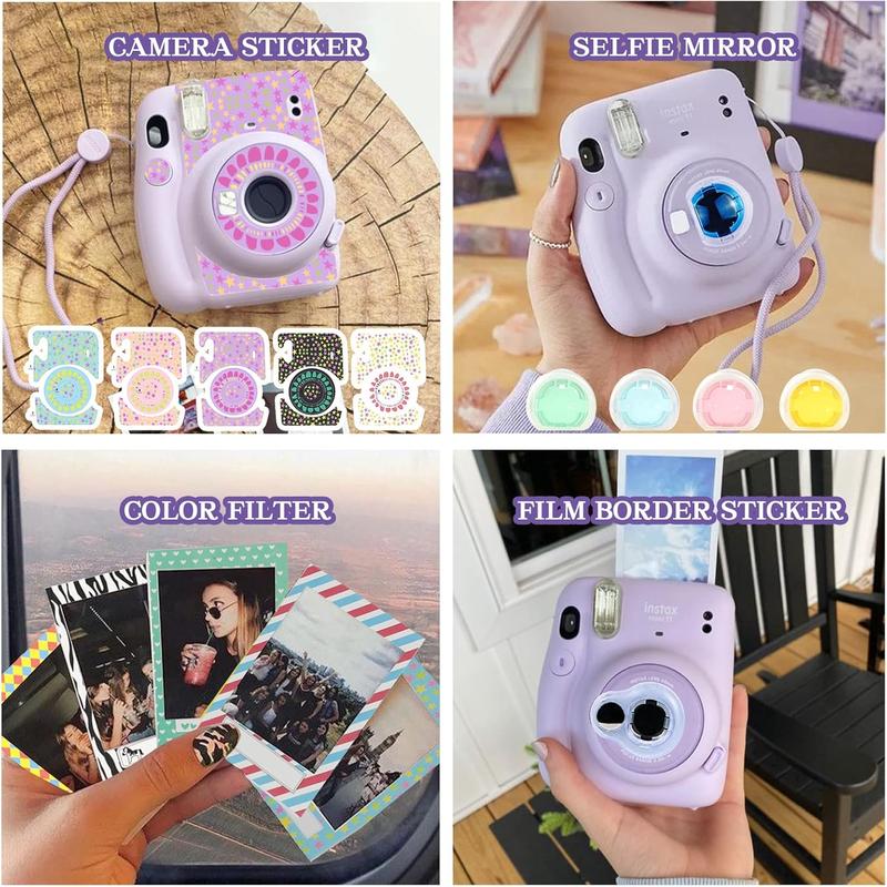 Kit for Fujifilm Instax Mini 11 Instant Camera Film Case Accessories(Case Photo Film Album Selfie Mirror Photo Frames Photo Stickers & Others) (Transparent Daisy)(No Camera)