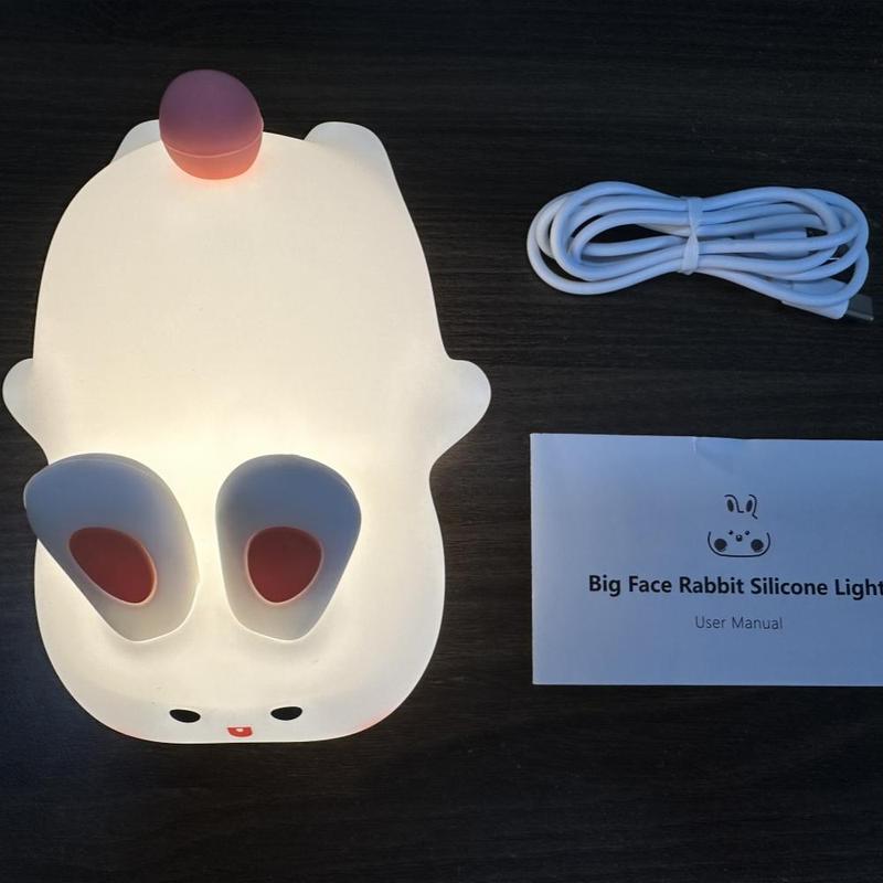 Cute Rabbit Design Night Light, USB Rechargeable Silicone Lamp, Decorative Light for Bedroom, Living Room, Home Decor, Gift for Friends