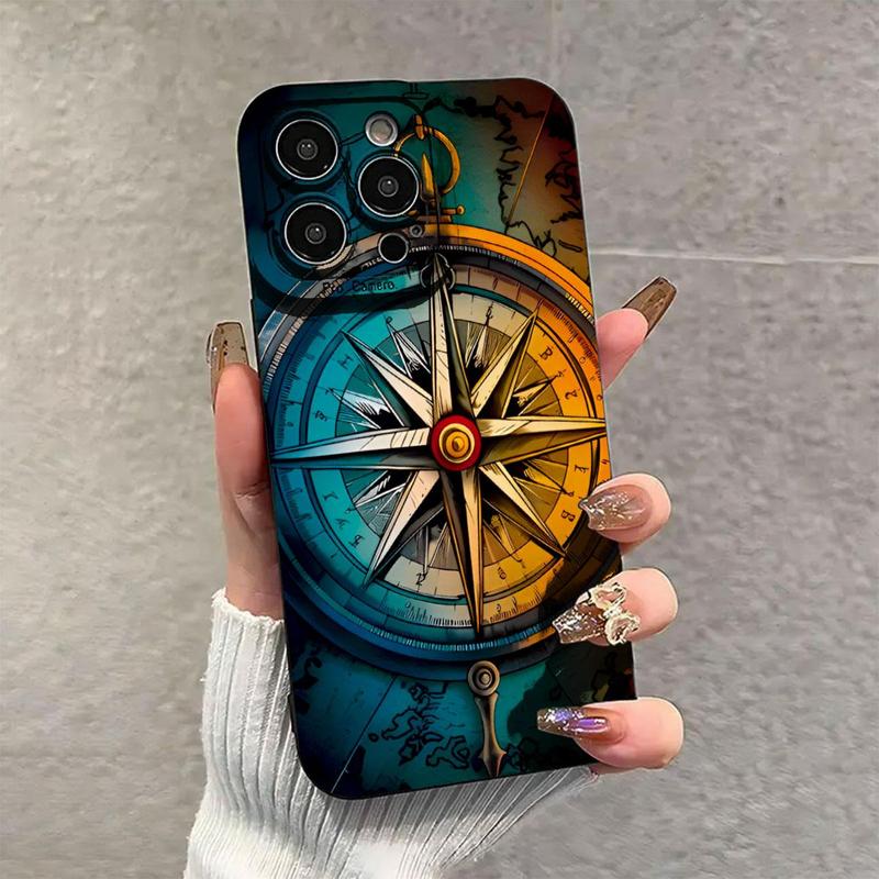 Compass Pattern Phone Case, Anti-drop Cellphone Protective Case, Total Protective Shockproof Mobile Phone Cover for iPhone 11 12 13 14 15 16 Pro Max