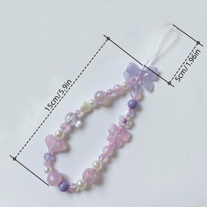 Cute Bow-knot Design Beaded Phone Chain, Fashionable Phone Lanyard, Fashion Phone Decoration Accessories for Women & Girls