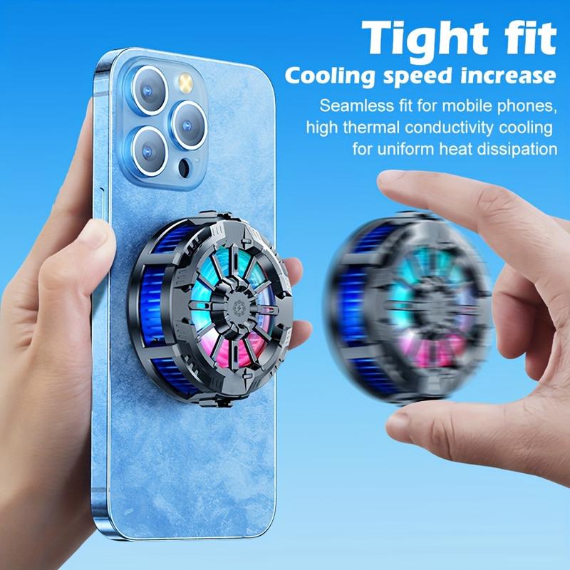 Universal Mobile Phone Cooling Fan, Three-Speed Adjustable Wind Speed, With RGB Lighting Effect And Temperature Display, Can Be Fixed Magnetically Or With A Back Clip, Used For E-sports Live Broadcast (TYPE-C Interface, Plug And Play).