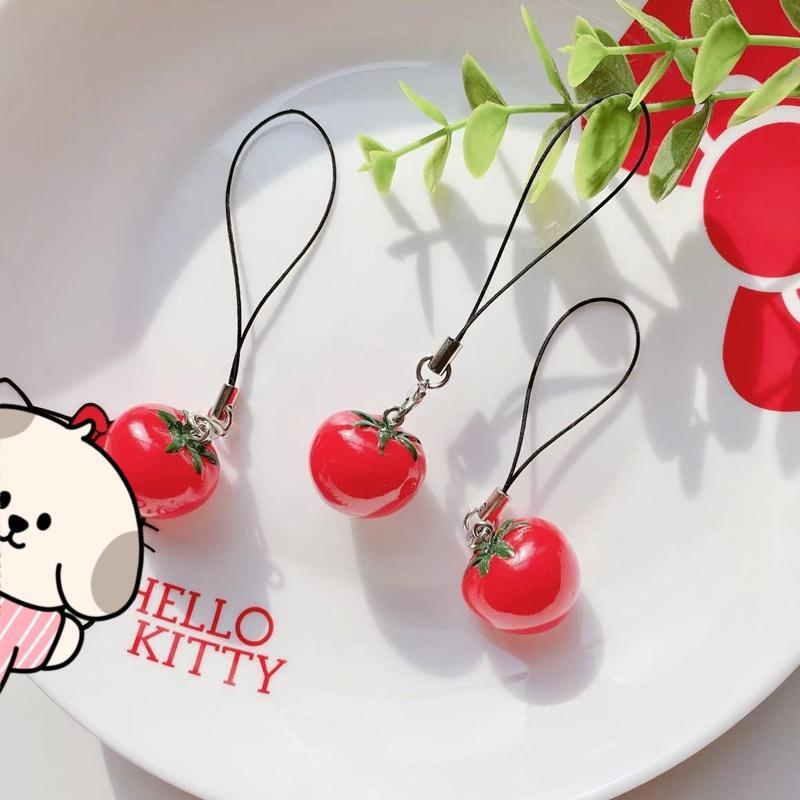 Cute Strawberry & Tomato Design Phone Chain, 3 Counts pack Phone Lanyard, Phone Strap for Women & Girls, Mobile Phone Decoration Accessories