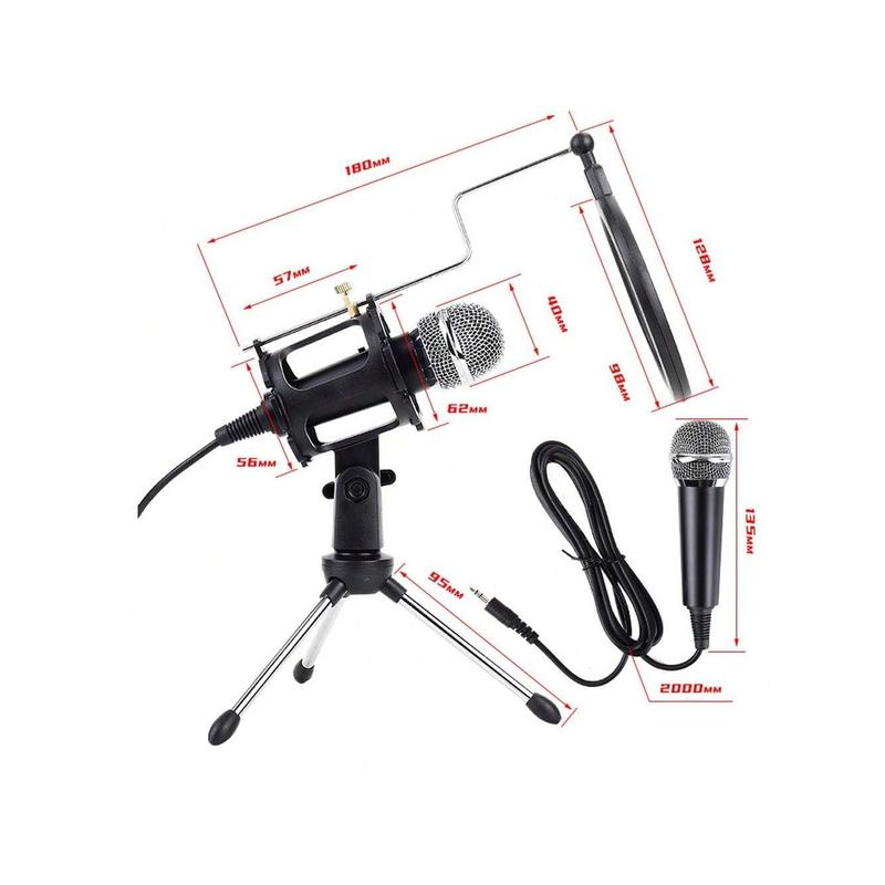 LIUHUAIHAO  Condenser Microphone Recording 3.5mm Interface Plug&Play Live Karaoke Video Conference For PC Computer Gaming With Adjustable Mount Holder