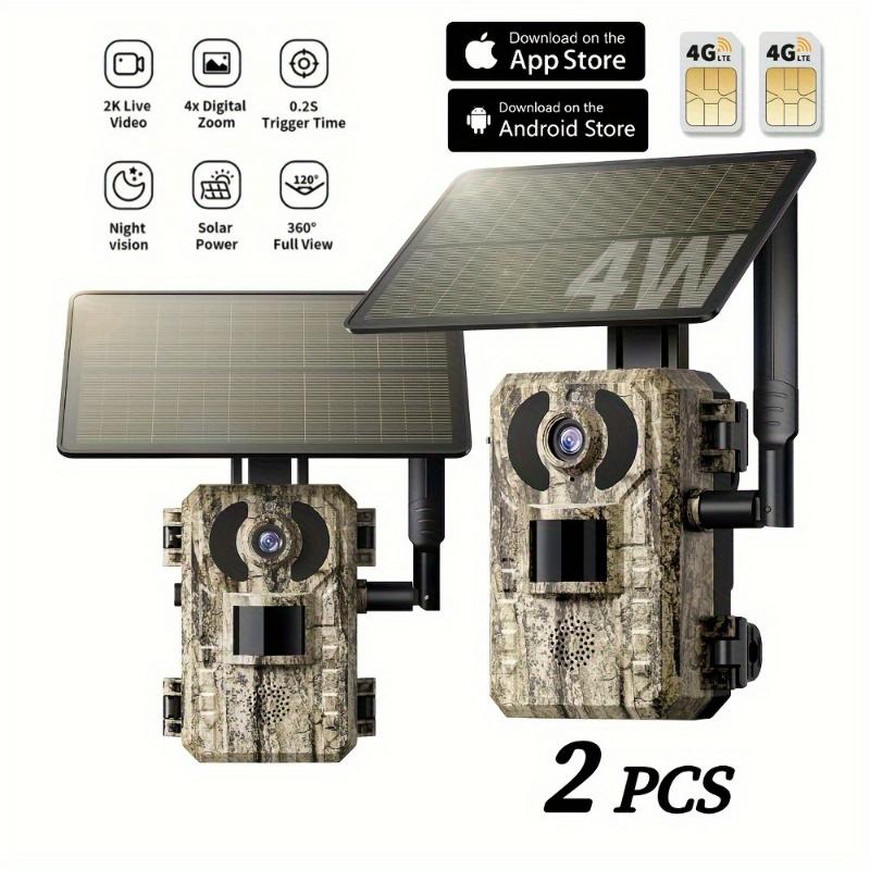 4G LTE Cellular Trail Camera With 2.7K Live Broadcast Viewing, Ultra HD Night Vision, Built-in SIM Card With Remote Call Access, 0.2S Motion Activation For Where There Is No WiFi Signal, It Supports SD Card (up To 128GB). It Is Suitable For