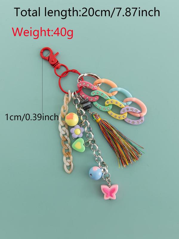 Cute Flower & Heart & Tassel & Chain Design Keychain, Fashionable Phone Lanyard, Anti-lost Phone Strap for Women & Girls, Mobile Phone Decoration Accessories