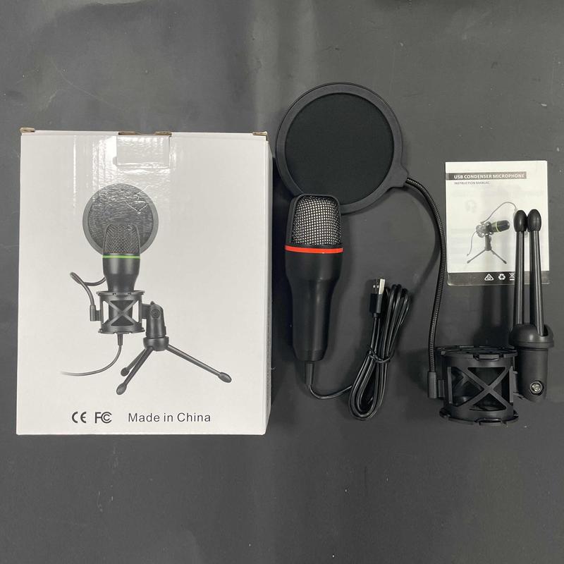 USB Powered 3.5mm Jack Condenser Microphone Kit, RGB Lighting Microphone with Tripod Stand, Professional Microphone for Smartphone, Media, Gaming, Live, Recording, Audio & Video Accessories