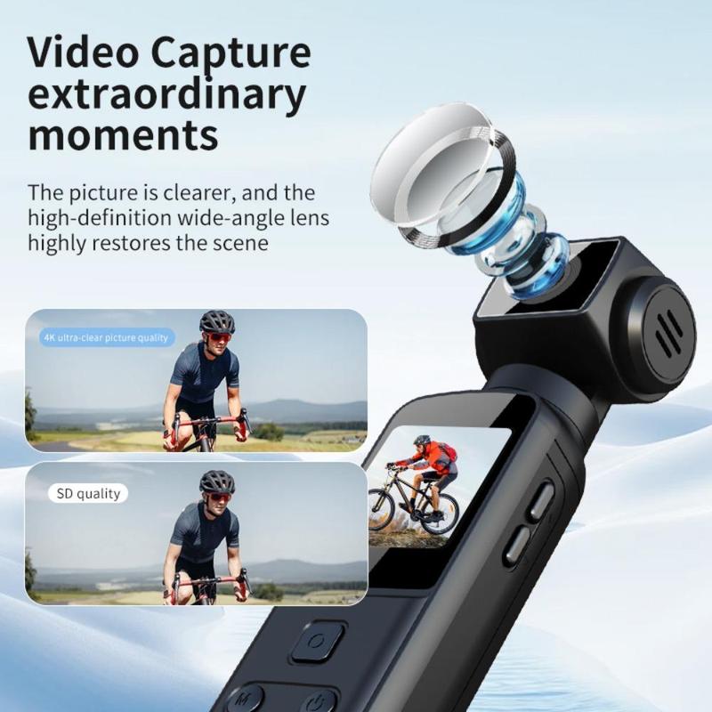 Video Blog Camera, 4K USB Rechargeable 270 Degree Rotatable Video Camera with 1.33 Inch CMOS, Anti-shake Action Camera for Video & Video Blog