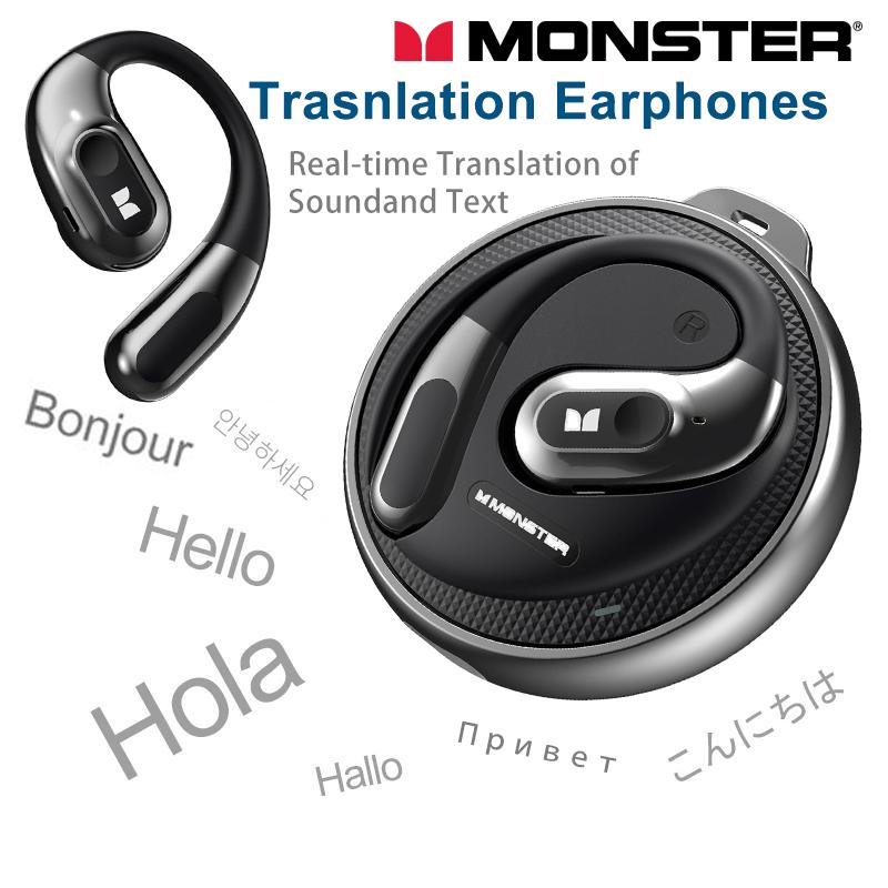 MONSTER Translation Wireless Earbuds, IPX5 Water-resistant Open-Ear Headphones, Earphones Support Real Time Bluetooth Translation Headphone Audio Electronic open-ear headphone