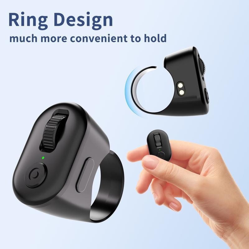 Scrolling ring for, remote control for, page turner for Kindle app, remote control scroller, for iPhone,iPad, iOS, Android, pink, black Selfie Smartphone Cellphone