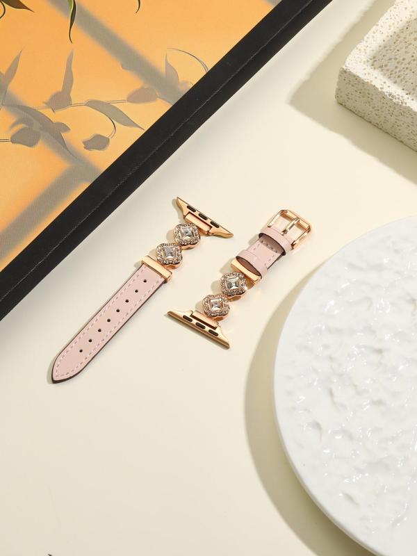 Solid Color Watch Band, Rhinestone Decor Adjustable Watch Band, Watch Accessories for Apple Watch