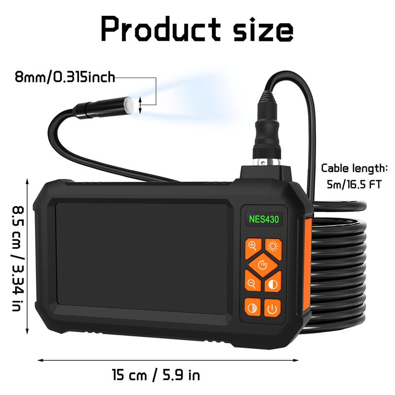 NES430 Industrial Endoscope Videoscope Camera 1080P HD Inspection Camera IP67 Waterproof Endoscope 16.5ft Endoscope Camera