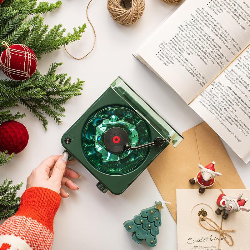 Vintage Phonograph Shaped Wireless Speaker, Portable Wireless Speaker with Ambient Light, Rechargeable Romantic Bedroom Decoration, Idea Couples Gift