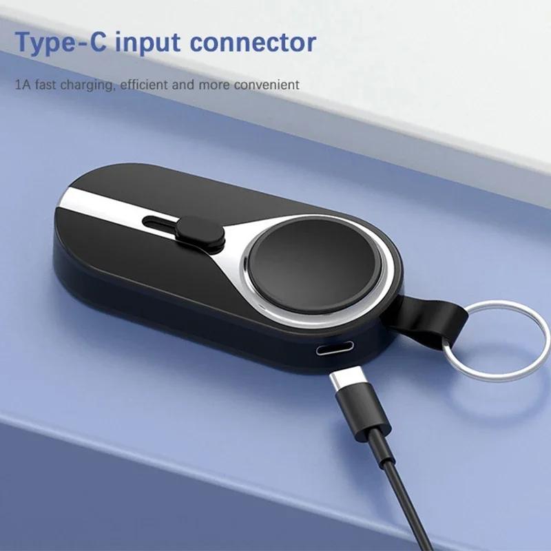 2-In-1 Portable Keychain Power Bank, Mini Power Supply Type-C Ultra-Compact Battery Pack Fast Charging Backup Power Supply, 2000MAh Retractable Plug Power Supply, Suitable for Apple Watch, IPhone, Android