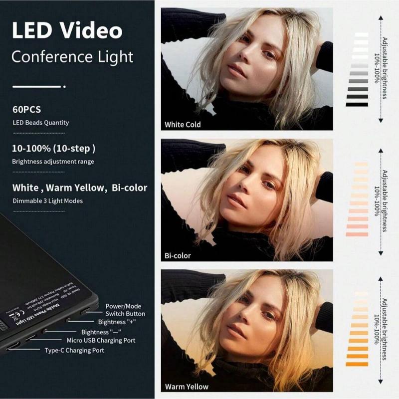 Rechargeable Selfie Light with Front & Back Clip, 1 Count Portable 3 Light Modes Selfie Light, Mobile Phone Accessories for Makeup, Selfie, Vlog