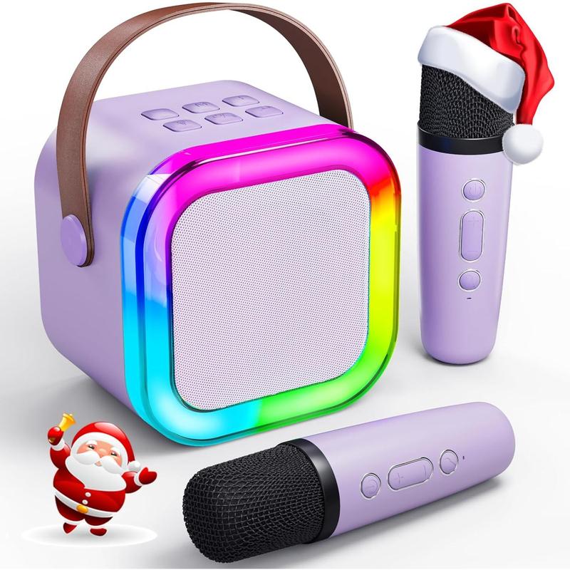 Mini Karaoke Machine for  Adults, Portable  Karaoke Speaker with 2  Microphones for  Teens Adults, Ideal Gifts for Girls Boys Birthday Holiday Home Party (Purple)