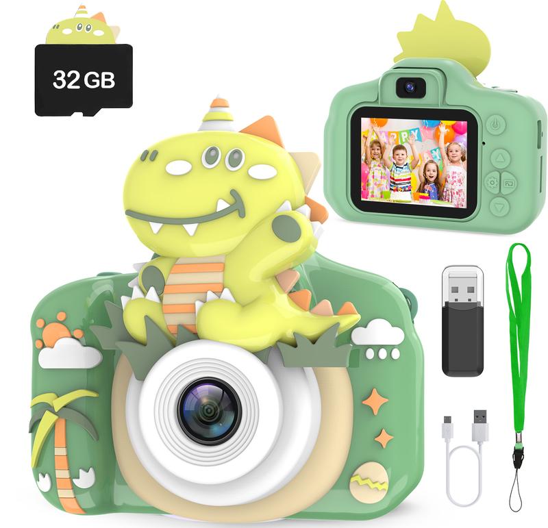 Dinosaur Digital Camera Toys ,1 Piece USB Rechargeable Camera With  Lanyard & Memory Card Reader for The Little Ones Christmas or Birthday Gifts