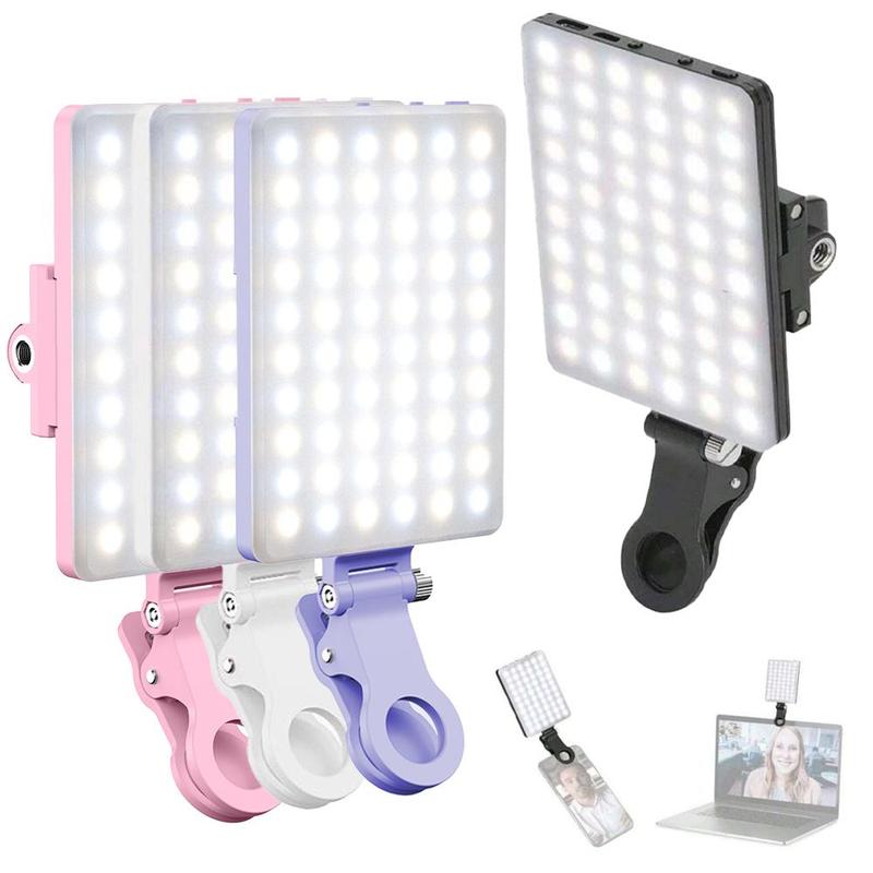 Rechargeable Selfie Light with Front & Back Clip, 1 Count Portable 3 Light Modes Selfie Light, Mobile Phone Accessories for Makeup, Selfie, Vlog