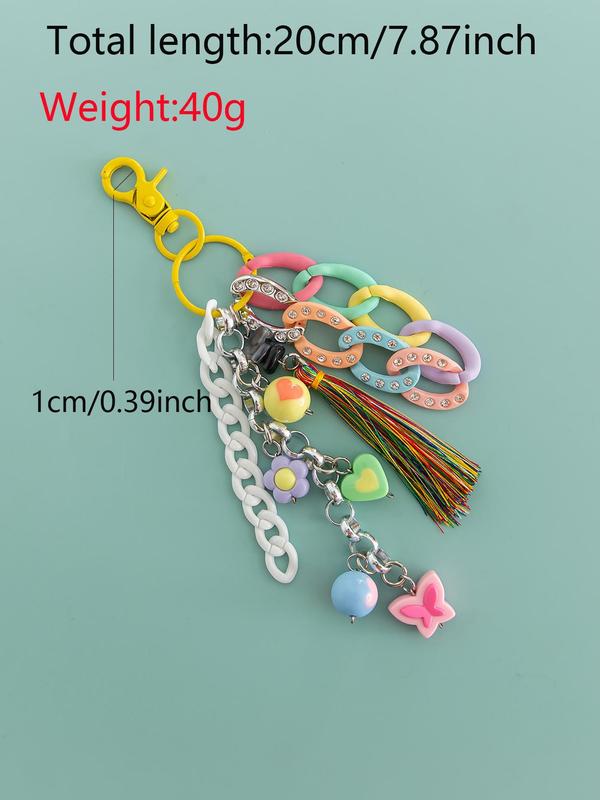 Cute Flower & Heart & Tassel & Chain Design Keychain, Fashionable Phone Lanyard, Anti-lost Phone Strap for Women & Girls, Mobile Phone Decoration Accessories