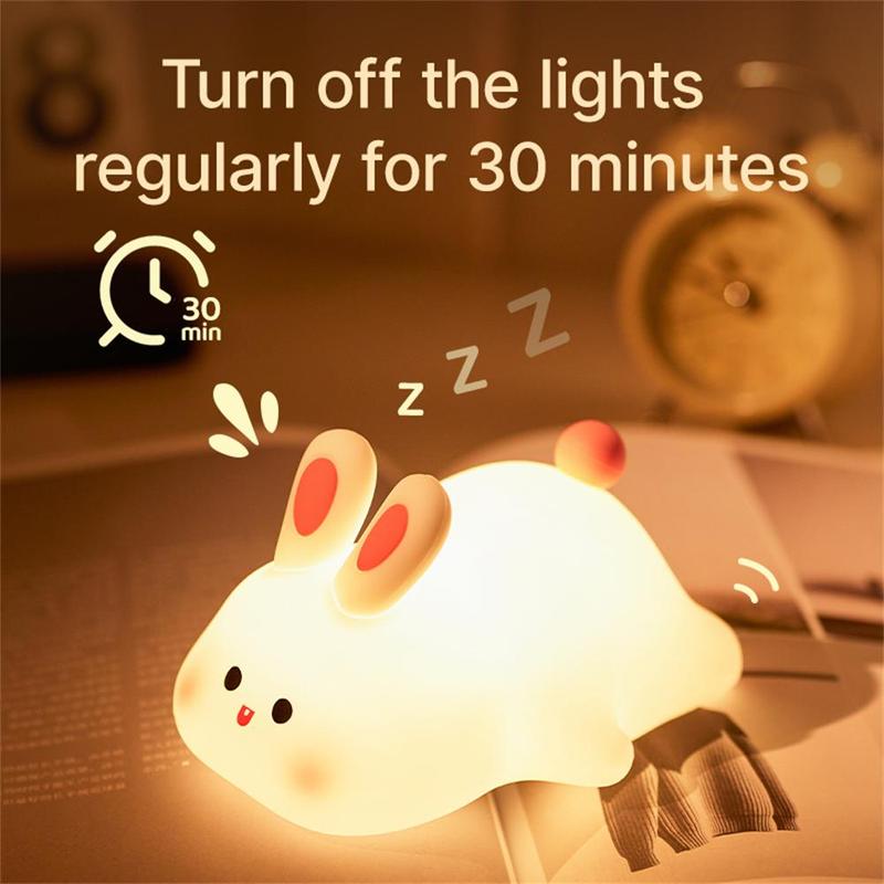 Cute Rabbit Design Night Light, USB Rechargeable Silicone Lamp, Decorative Light for Bedroom, Living Room, Home Decor, Gift for Friends