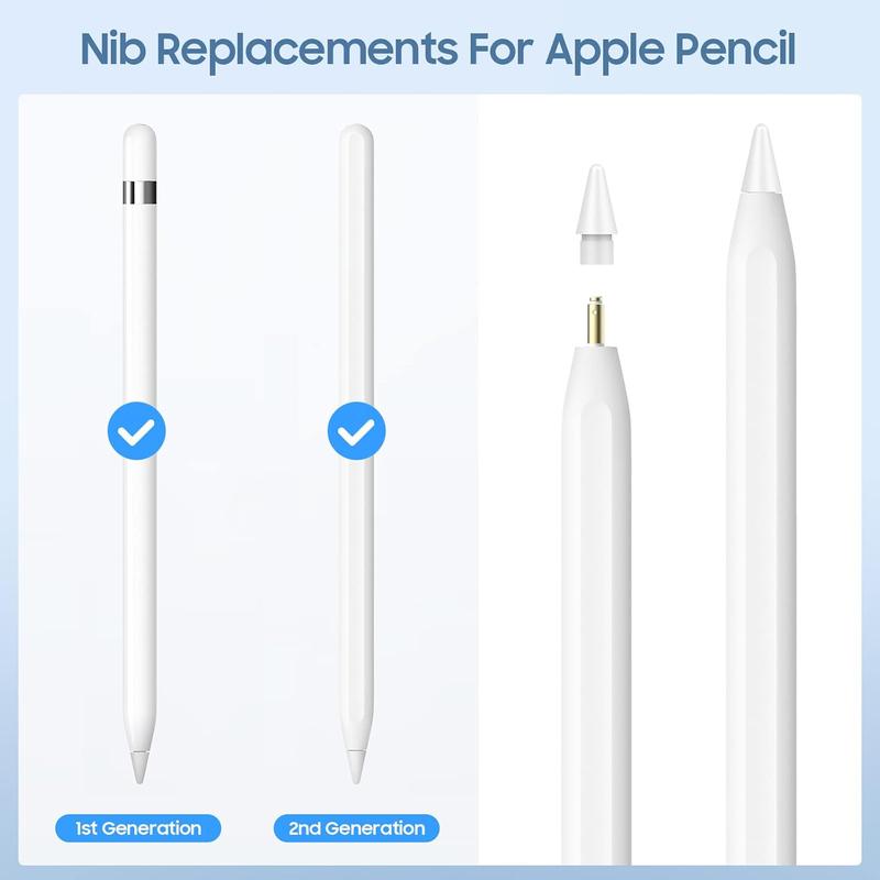 5 Pack Tips for  Pencil 1st 2nd Generation USB-C  Pencil Pro, No Wear Out Precise Control  Pencil Replacement Tips Nibs iPencil Tips for iPad Pro Air Mini Pencil, White