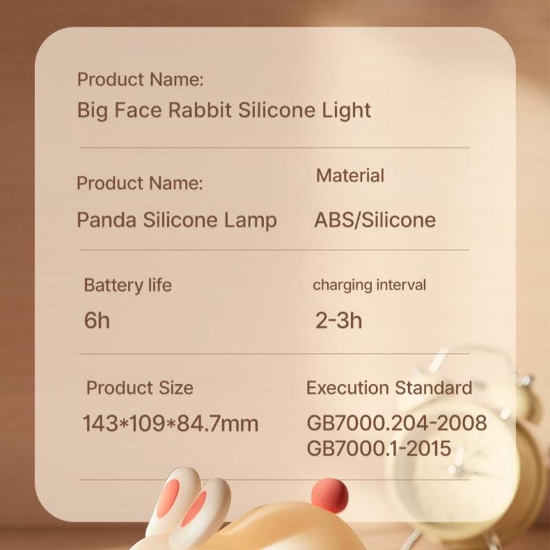 Cute Rabbit Design Night Light, USB Rechargeable Silicone Lamp, Decorative Light for Bedroom, Living Room, Home Decor, Gift for Friends