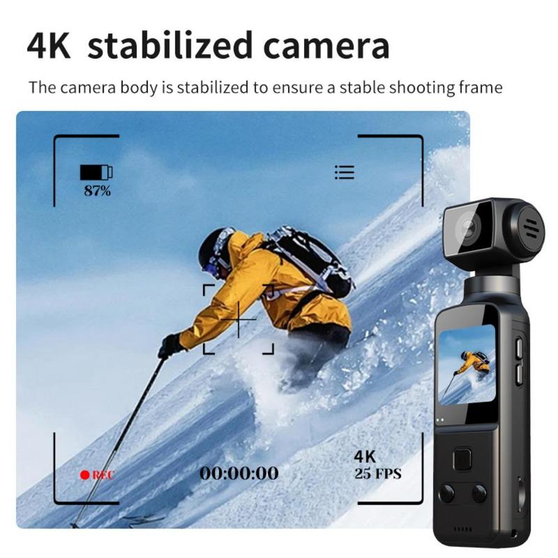 Video Blog Camera, 4K USB Rechargeable 270 Degree Rotatable Video Camera with 1.33 Inch CMOS, Anti-shake Action Camera for Video & Video Blog