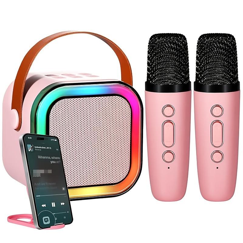 A Mini Karaoke Machine with Two Microphones, Portable Wireless Sound Box of Microphone, LED Light Effect Karaoke Machine, Suitable for Birthday Parties, Family Gatherings and Other Occasions. Suitable as Speaker, Christmas Gift, New Year Gift, Birthday Gi