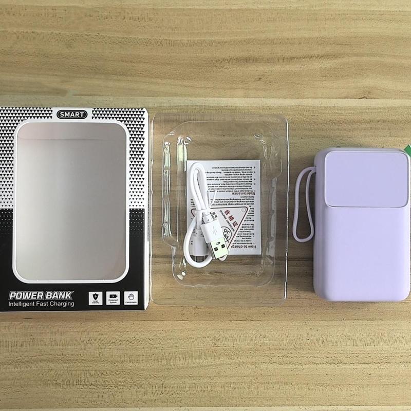 10000mAh Portable Power Bank, 1 Count Mini Power Bank with 3 Built-in Cable, USB Charger for iPhone 15 14 13 Samsung Android Series