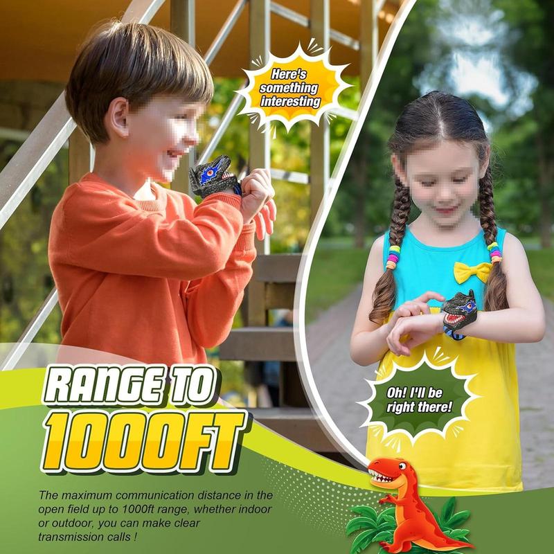 Dinosaur Walkie Talkies for Kids Ages 3-8, Christmas Birthday Gifts-Lightweight Dinosaur Wrist Walkie Talkie Toys for 3 4 5 6 7 8 Year Old Boys Girls Outdoor Camping Games