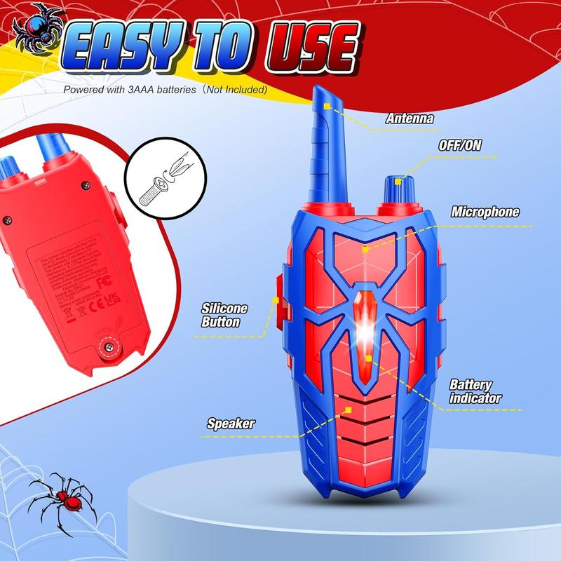 Spider Walkie Talkies for Kids Ages 3-10: Christmas Birthday Gifts Walkie Talkies Toys for 3 4 5 6 7 8 Year Old Boys Girls Toddlers Outdoor Camping Toy Games for Boy Girl Kid Toddler Age 3-5 5-7 6-8